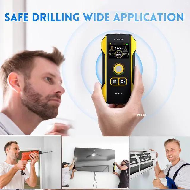 Alt view image 7 of 7 - FNIRSI WD-02 6 in 1 Rechargeable Stud Finder Wall Scanner, TFT Display | Positioning Hole, for Wood Drywall Metal AC Wires Joist Pipe Center Detecting, HPC Chip Deep Scan Detector Inside the wall