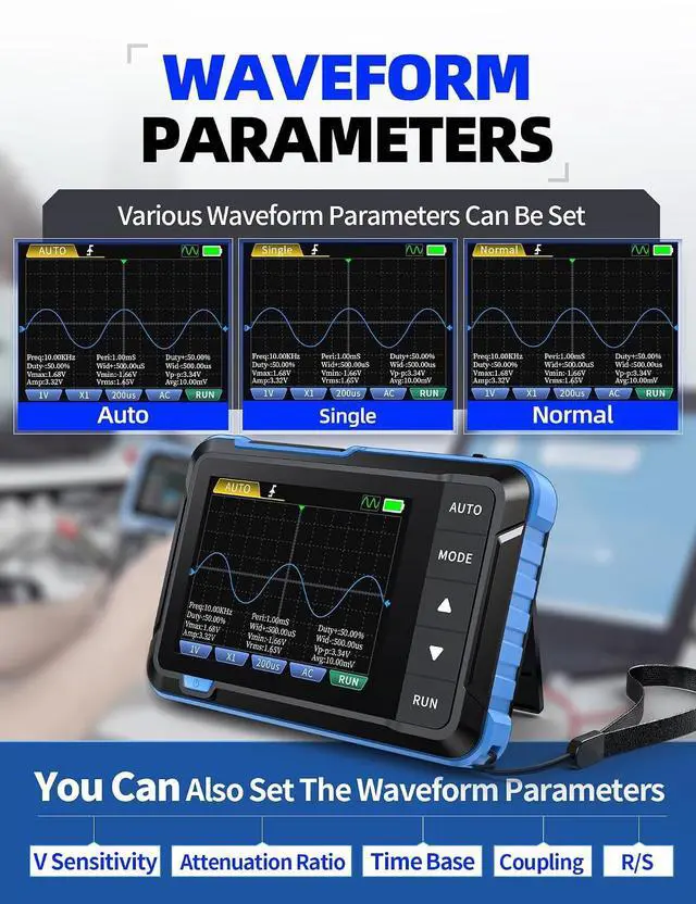 Alt view image 5 of 7 - FNIRSI DSO153 2-in-1 1MHz Handheld Oscilloscope DDS Signal Generator | 5MS/s Sampling Automotive Oscilloscope with 2.8'' TFT, One-Click Auto, Trigger Function Auto/Nomal/Single for DIY Electronics