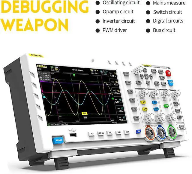 Alt view image 5 of 6 - FNIRSI 1014D 100MHz Digital Oscilloscope, 2 Channel Oscilloscope 2-in-1 | 1GSa/s Oscope DDS Signal Generator, 100X Probe, X-Y Mode, 240Kpts Memory, Auto Measurement, USB Powered for Students & DIY