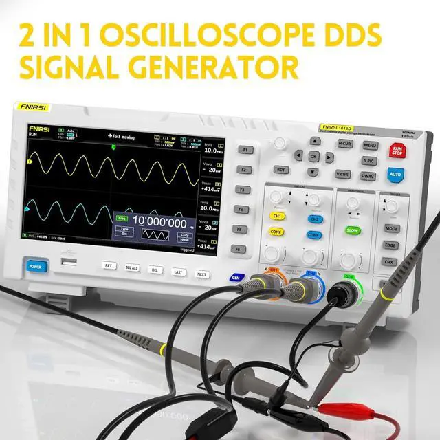 Alt view image 6 of 6 - FNIRSI 1014D 100MHz Digital Oscilloscope, 2 Channel Oscilloscope 2-in-1 | 1GSa/s Oscope DDS Signal Generator, 100X Probe, X-Y Mode, 240Kpts Memory, Auto Measurement, USB Powered for Students & DIY