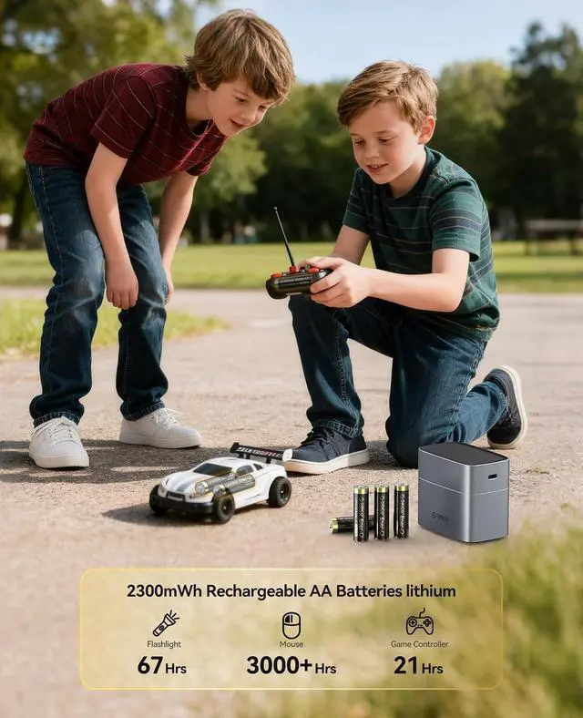 Alt view image 4 of 7 - Rechargeable AA Lithium Batteries with Charger(8 Pack, 1.5V), Recharge up to 1500+ Cycles, 2.5H Fast Charger, Li-Ion Batteries Suitable for Remote Control, Electronic Toys -LEV8