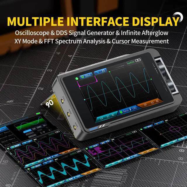 Alt view image 5 of 6 - FNIRSI DS215H 2-in-1 Handheld Oscilloscope 50MHz, 2 Channel Digital Portable Oscilloscope DDS Signal Generator, 250MS/s Sampling, 1Kpts Record Length, 3.5-inch IPS Screen, Waveform Storage and Export