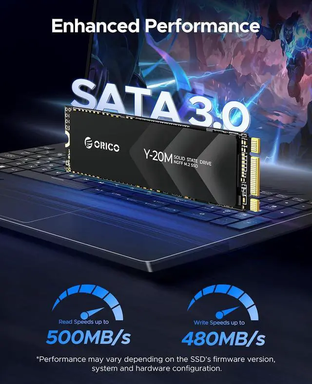 Alt view image 3 of 7 - 1TB M.2 2280 SATA SSD(Not PCIe NVMe), Internal M.2 SSD with B+M Key for Desktop/Laptop, SATA III 6Gbps NGFF Solid State Drive Low Power Consumption - Y20M