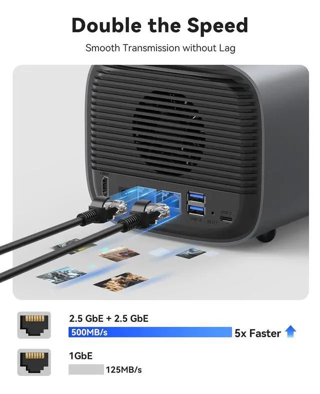 Alt view image 2 of 7 - Network Attached Storage, Link Sharing & Remote Access, AI Albums & 4K Media Library, HDD Slot * 2, M.2 NVMe SSD Slot * 2, 2.5 GbE * 2, MetaBox NAS Storage, HS200-2 Bay (Diskless)