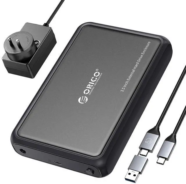 Main image of 3.5 Hard Drive Enclosure SATA to USB C Compatible for 3.5" 2.5" Seagate Samsung WD Crucial SanDisk HDD SSD, ABS+Metal Shell, Support UASP&Trim Up to 20TB, 2-in-1 USB C to USB C/A Cable (DDL35C3)