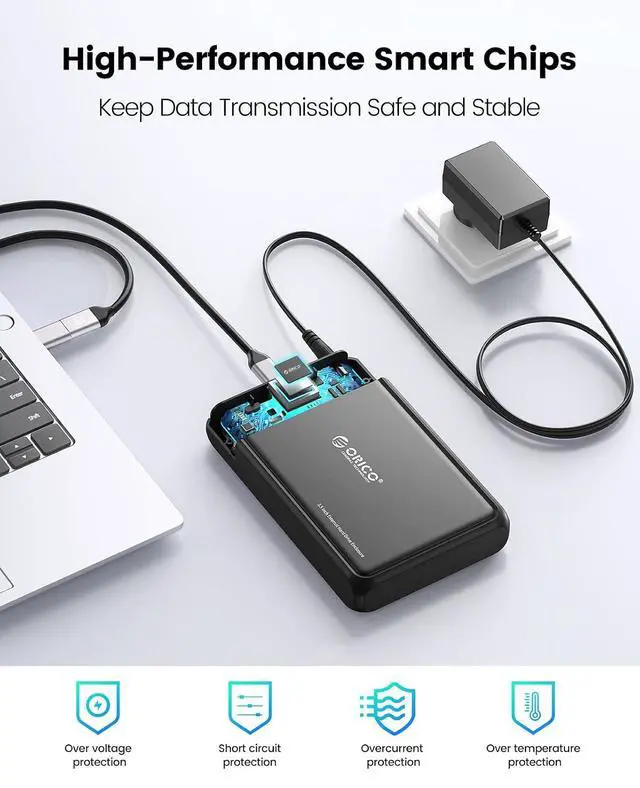 Alt view image 4 of 6 - 3.5 Hard Drive Enclosure SATA to USB C Compatible for 3.5" 2.5" Seagate Samsung WD Crucial SanDisk HDD SSD, ABS+Metal Shell, Support UASP&Trim Up to 20TB, 2-in-1 USB C to USB C/A Cable (DDL35C3)