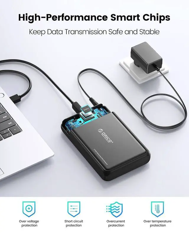Alt view image 3 of 6 - External Hard Drive Enclosure for 3.5 2.5 Inch SATA SSD HDD, up to 20TB Capacity, USB 3.2 Gen 1 High Transmission Speed, UASP and Trim Enabled, Compatible with WD Seagate Toshiba Samsung