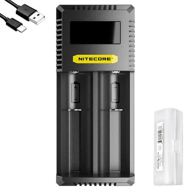 Main image of Ci2 2 Bay Universal Battery Charger Support 16340 14500 18650 21700 Lithium Ion AA AAA Ni-MH Ni-CD, USB QC PD with Lumentac Battery Organizer