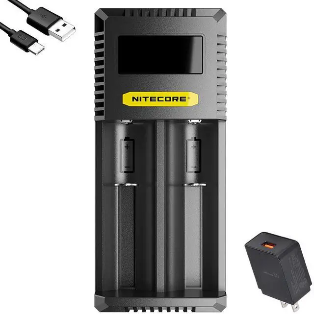 Main image of Ci2 2 Bay Universal Battery Charger Support 16340 14500 18650 21700 Lithium Ion AA AAA Ni-MH Ni-CD, with USB QC PD Charging Adapter and Lumentac Battery Organizer