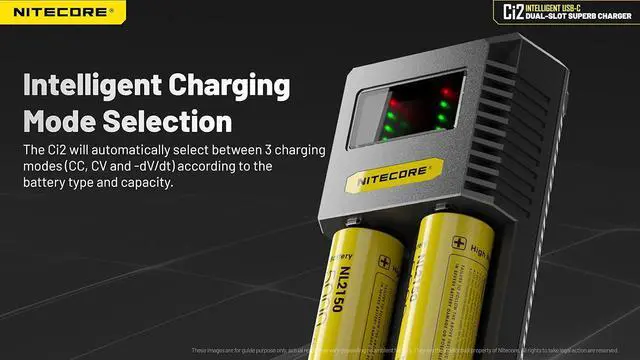Alt view image 7 of 7 - Ci2 2 Bay Universal Battery Charger Support 16340 14500 18650 21700 Lithium Ion AA AAA Ni-MH Ni-CD, with USB QC PD Charging Adapter and Lumentac Battery Organizer