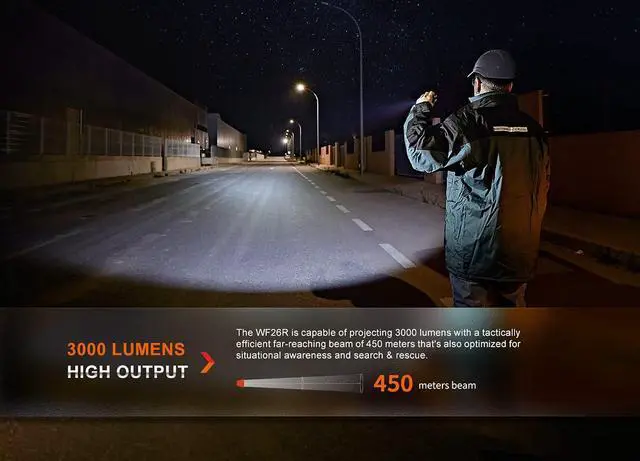 Alt view image 5 of 7 - WF26R Rechargeable Police Flashlight, 3000 Lumen Super Bright Duty Light with Charging Cradle and LumenTac Organizer