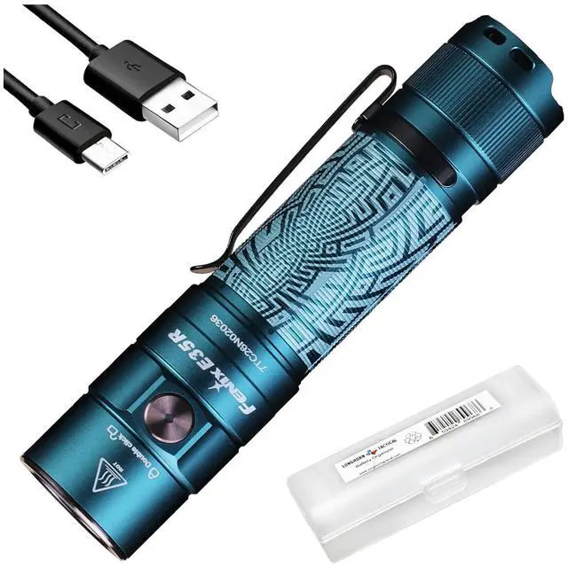 Main image of E35R EDC Flashlight, 3100 Lumens USB-C Rechargeable High Lumen Performance Flashlight with LumenTac Organizer (Maze Pattern Navy Blue)