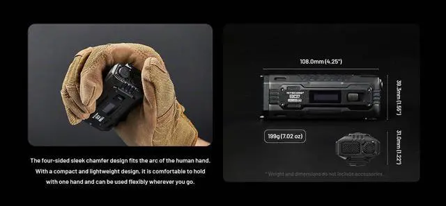 Alt view image 7 of 7 - EDC37 EDC Flashlight, 8000 Lumen Flat Shape USB-C Rechargeable Fast Charging with Digital OLED Display and Mechanical Lock Sticker