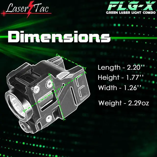 Alt view image 4 of 7 - Rechargeable Green Laser Light Combo for Subcompact Pistols & Handguns with Rails, Compatible with Springfield XD XD-S XDM S&W M&P Beretta PX-4 Taurus Millennium Walther PPQ PPS PPX