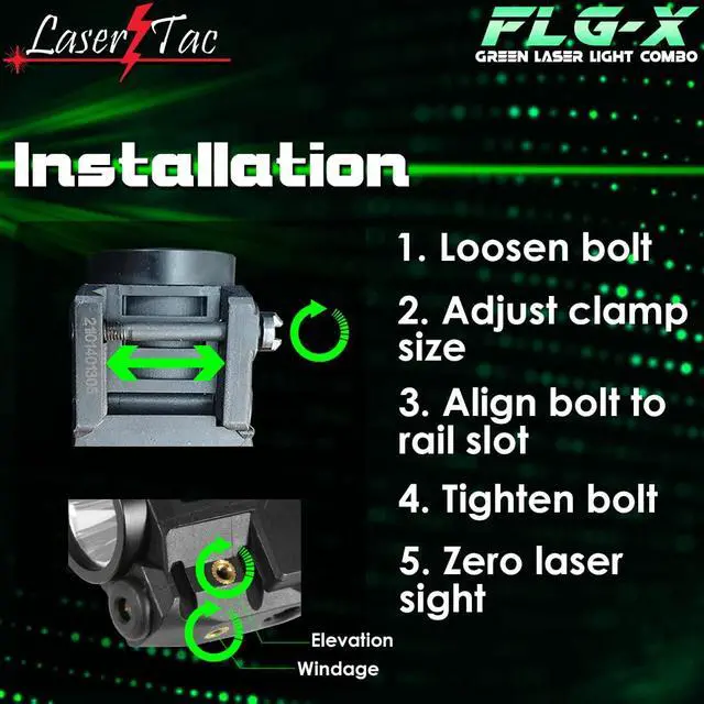 Alt view image 6 of 7 - Rechargeable Green Laser Light Combo for Subcompact Pistols & Handguns with Rails, Compatible with Springfield XD XD-S XDM S&W M&P Beretta PX-4 Taurus Millennium Walther PPQ PPS PPX