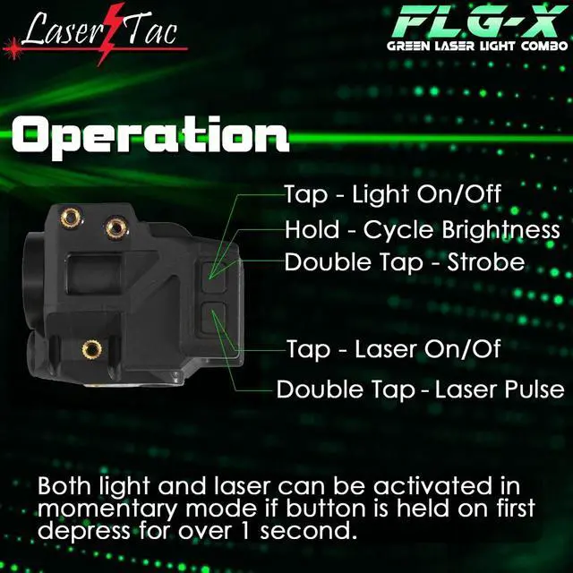 Alt view image 5 of 7 - Rechargeable Green Laser Light Combo for Subcompact Pistols & Handguns with Rails, Compatible with Springfield XD XD-S XDM S&W M&P Beretta PX-4 Taurus Millennium Walther PPQ PPS PPX