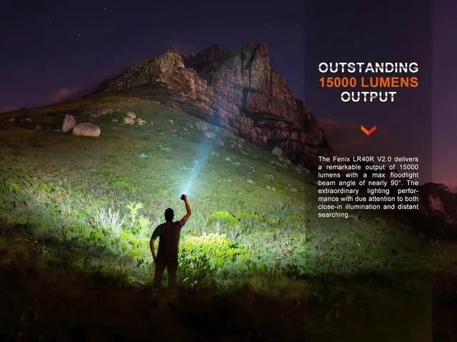 Alt view image 6 of 7 - LR40R V2.0 15,000 Lumen Super Bright Flashlight, USB-C Fast Charging Rechargeable Long Throw Searchlight with Floodlight and Spotlight and Organizer