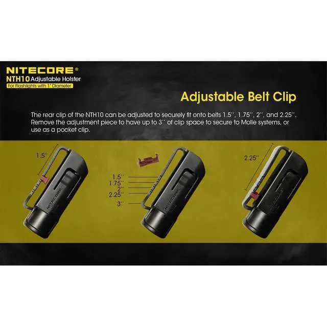 Alt view image 4 of 7 - NTH10 Adjustable Hard Holster for Flashlights with 1 inch Tube Diameter