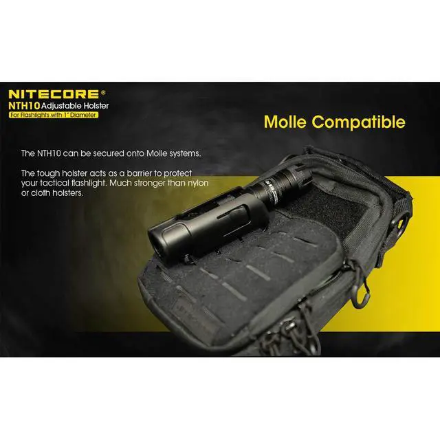 Alt view image 6 of 7 - NTH10 Adjustable Hard Holster for Flashlights with 1 inch Tube Diameter