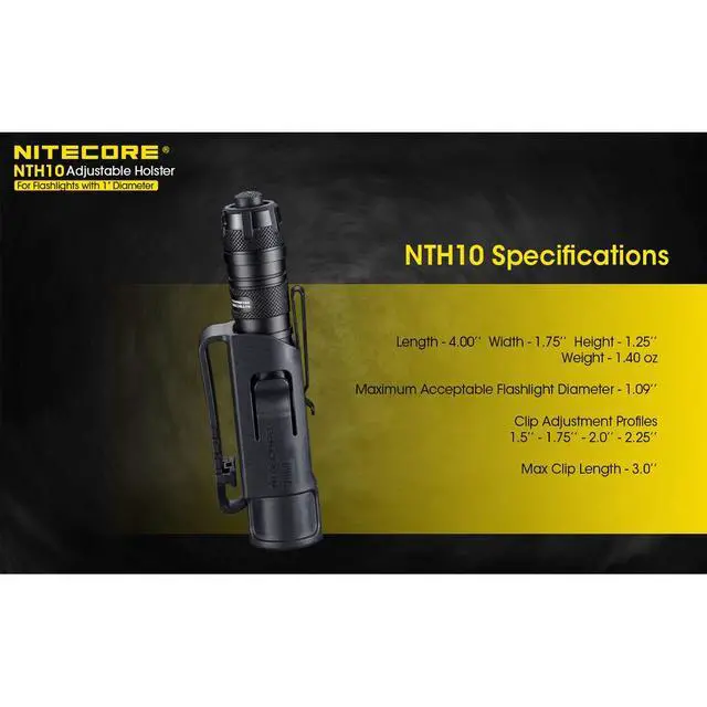 Alt view image 7 of 7 - NTH10 Adjustable Hard Holster for Flashlights with 1 inch Tube Diameter
