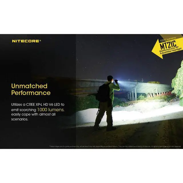 Alt view image 2 of 6 - MT21C 1000 Lumen 90 Degree Tiltable Head Multifunction LED Flashlight with LumenTac Batteries for Work and Everyday Carry