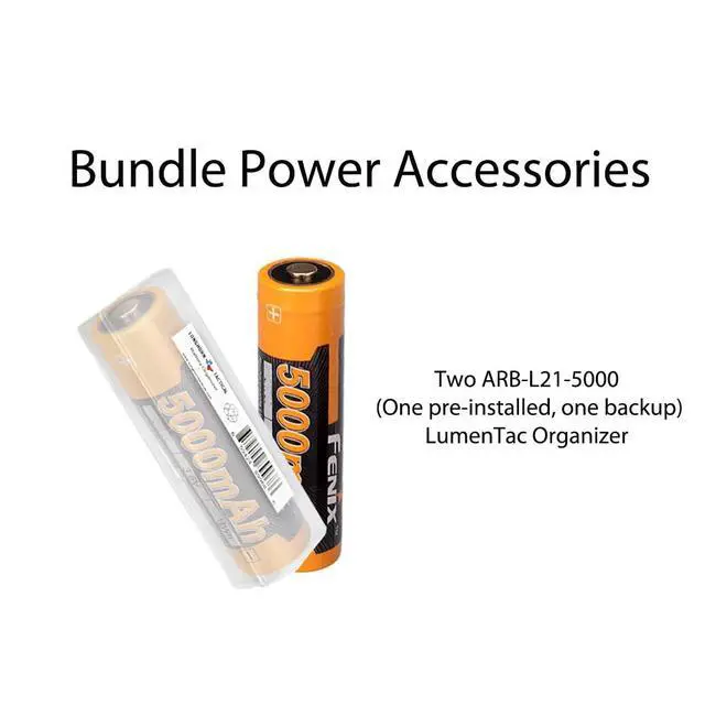 Alt view image 5 of 7 - Dual Battery Bundle E35R EDC Flashlight, 3100 Lumens USB-C Rechargeable High Lumen Performance Flashlight with Extra ARB-L21-5000 and LumenTac Battery Case