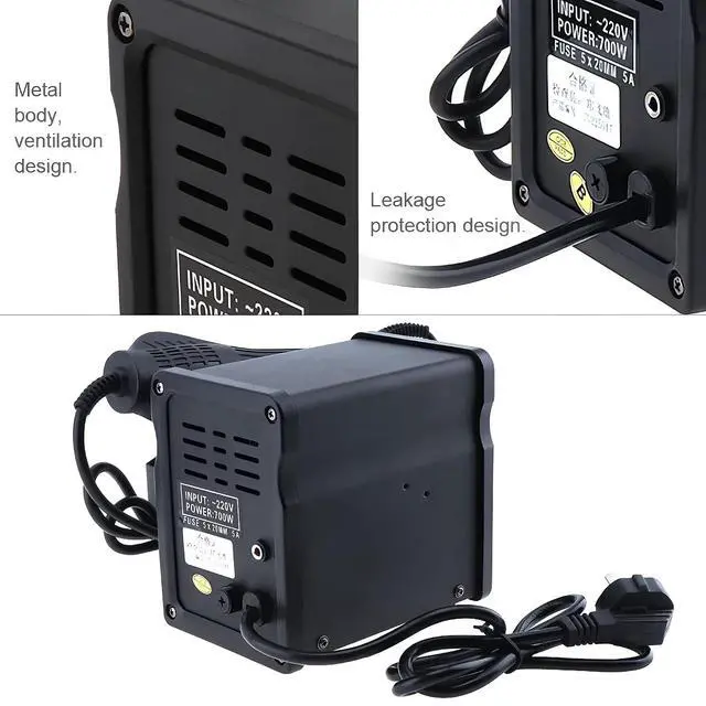 Alt view image 4 of 7 - 220V 700W 2-in-1 SMD Digital Display Soldering Station with Hot-Air Gun and Solder Iron Black