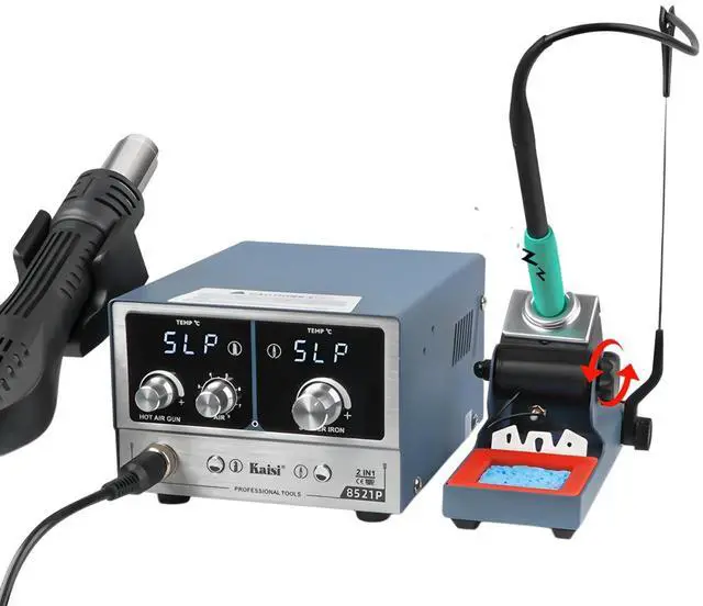 Main image of 8521P 2-in-1 Soldering Station 800W Hot air Station C210/C245/C115 Soldering Iron for BGA Soldering Repair(8521P-210-3Tips)
