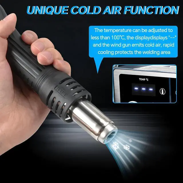 Alt view image 3 of 7 - 8521P 2-in-1 Soldering Station 800W Hot air Station C210/C245/C115 Soldering Iron for BGA Soldering Repair(8521P-210-3Tips)