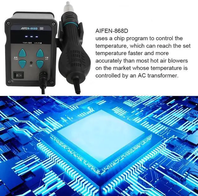 Alt view image 3 of 7 - 868D Stasiun Udara Panas 700W LED Digital Solder Besi Pematrian Ulang Stasiun Solder Pistol Panas untuk Perbaikan Pengelas