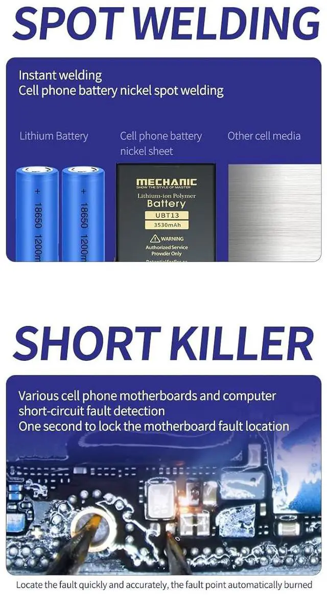 Alt view image 2 of 6 - WS ONE Portable 2 in1 Spot Welder Burn-in Detection Kit Motherboard Short Circuit Detection and Battery Welding Tool