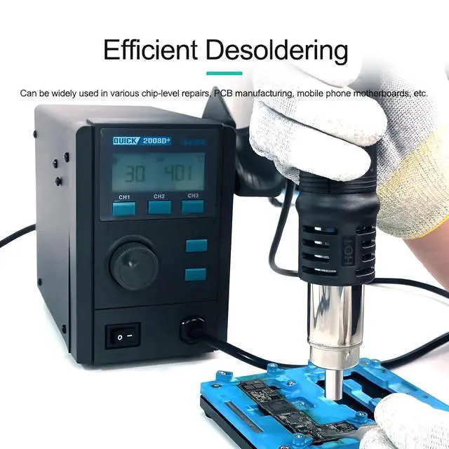 Alt view image 6 of 7 - 2008D+ desoldering rework station intelligent digital display hot air gun 750W lead-free CPU motherboard repair tool