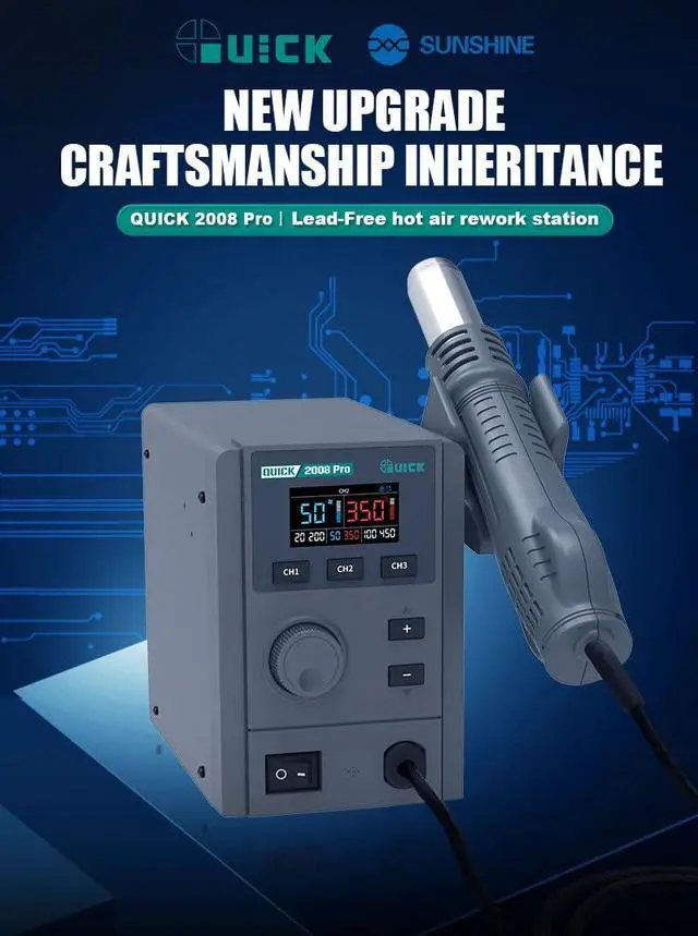 Alt view image 2 of 7 - 2008 PRO Lead-Free Digital Display Hot Air Desoldering Station for Mobile Phone Motherboard CPU Chip Soldering Repair Tool With AI function