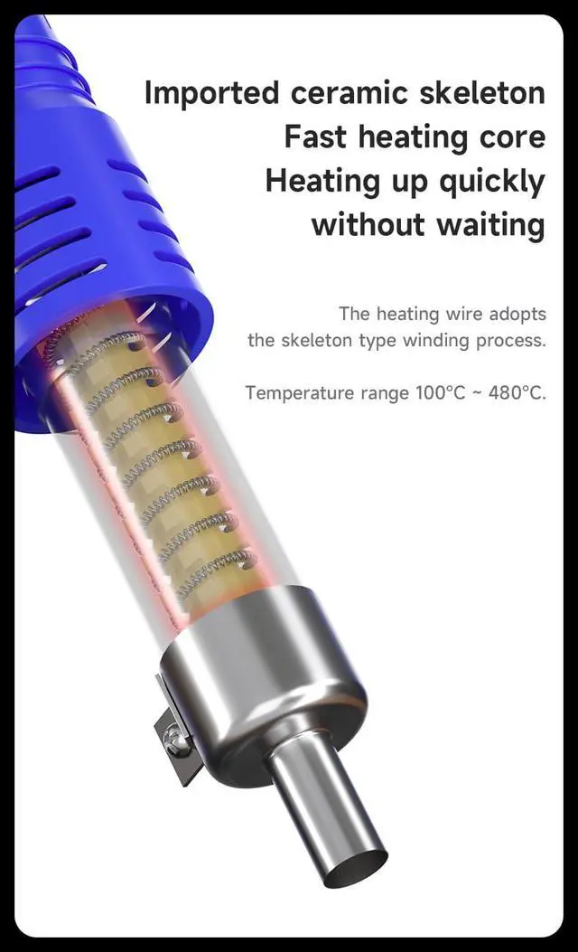 Alt view image 5 of 7 - Hot Air Soldering Station MECHANIC HK-8586D 700W 2 In 1 SMD Soldering Iron Repair LED Digital Display Heat Gun Soldering Tool