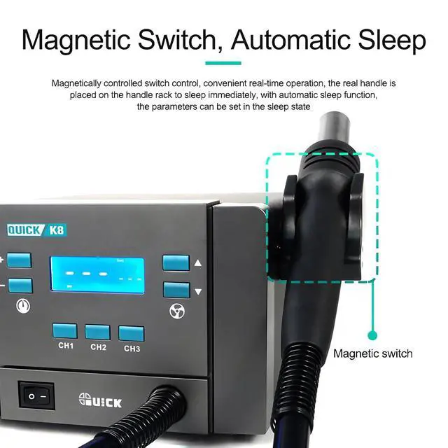 Alt view image 5 of 7 - K8 1000W Lead-free Smart Hot Air Station for Mobile Phone BGA Desoldering Repair Hot Air Gun Rework Soldering Station Tool