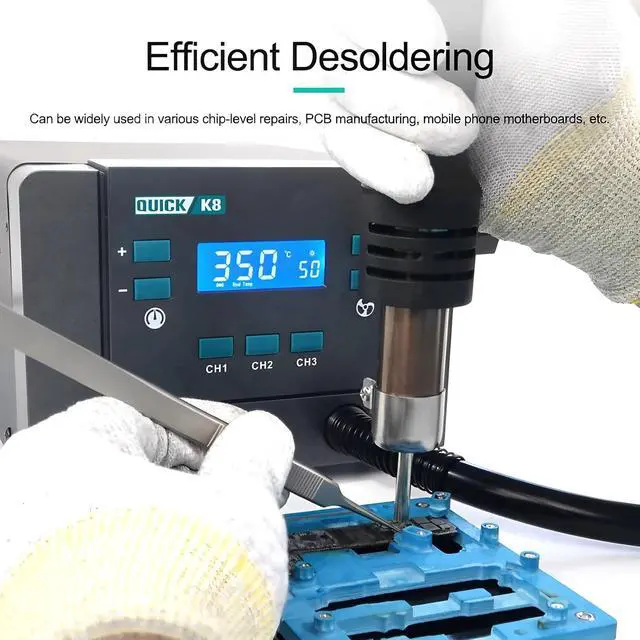 Alt view image 6 of 7 - K8 1000W Lead-free Smart Hot Air Station for Mobile Phone BGA Desoldering Repair Hot Air Gun Rework Soldering Station Tool