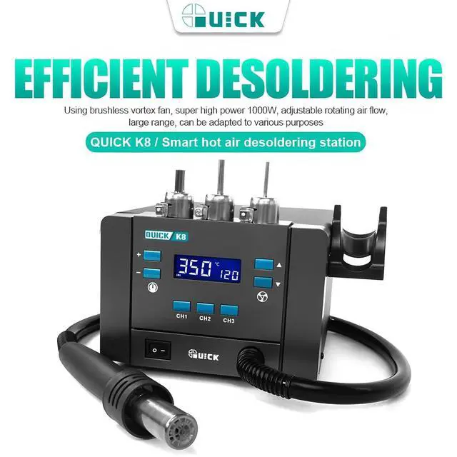 Alt view image 2 of 7 - K8 1000W Lead-free Smart Hot Air Station for Mobile Phone BGA Desoldering Repair Hot Air Gun Rework Soldering Station Tool