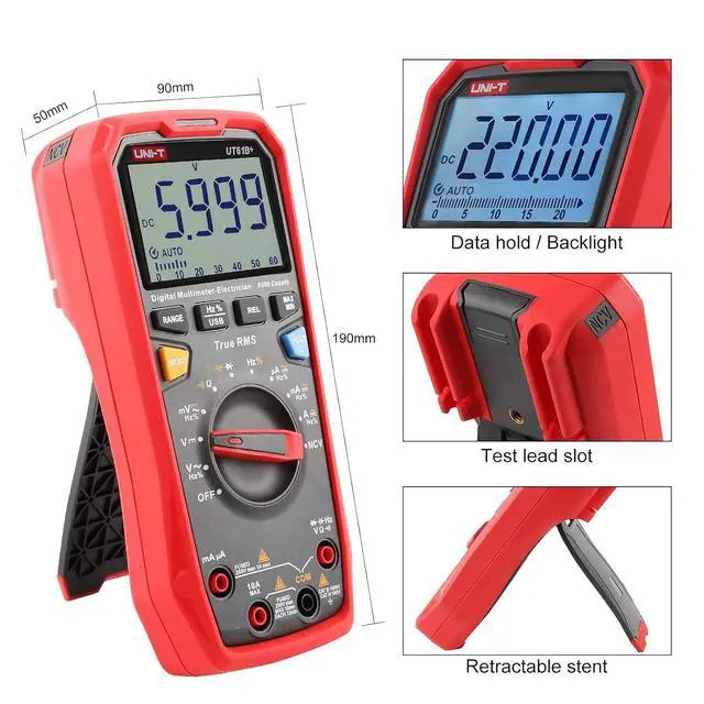 Alt view image 4 of 7 - UT61B+ Digital Multimeter True RMS AC/DC Voltage Current Resistance Capacitance Tester