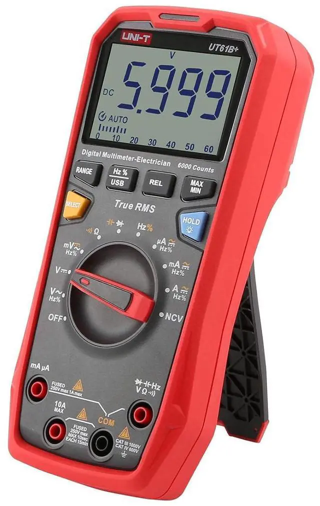 Alt view image 7 of 7 - UT61B+ Digital Multimeter True RMS AC/DC Voltage Current Resistance Capacitance Tester