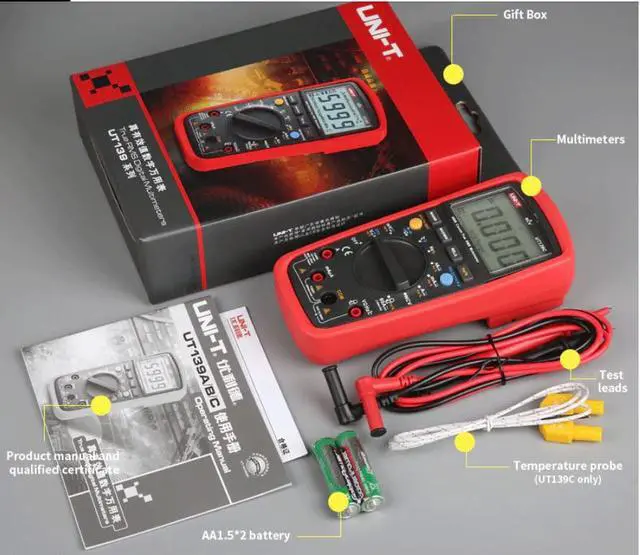 Alt view image 6 of 7 - Multimeter UT139A/B/C/S True RMS Digital Multimeter MAX/MIN/REL Modes Auto/Manual Ranges Selectable
