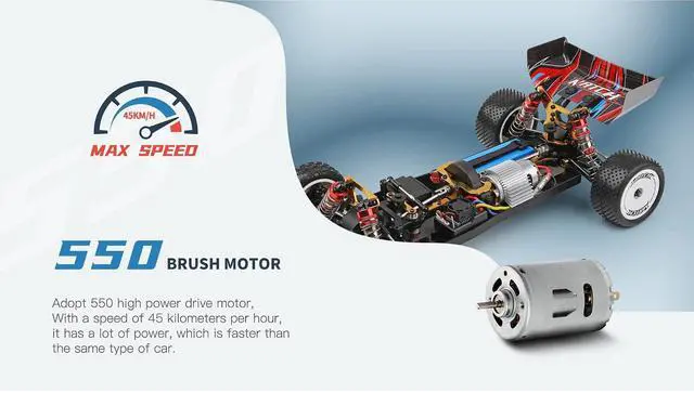 Alt view image 5 of 6 - XKS 104001 RC Car 45km/h High Speed Racing Car 1/10 2.4GHz RC Buggy 4WD Racing Off-Road Drift Car (104001 2 * 2200mAH)