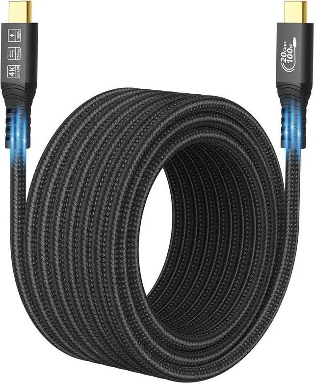 Main image of Long Type C to C Cable 6M 20FT, 20Gbps/100W/USB C 3.2 Gen 2, 4K@60Hz Video and Audio Output Cord, 20V/5A USB C to C Male Connection, Suport Thunderbolt 3 for MacBook Pro, Dell, Arzopa, Galaxy