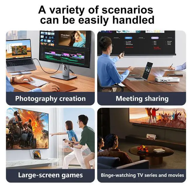 Alt view image 7 of 7 - USB-C Thunderbolt 4 to DisplayPort 2.1 16K 8K 10K 2m 12Bit Ultra HD Video USB 4.0 Thunder Bolt 5 DP 2.0 Cable 16K(15360x8640)@60Hz 4K@240Hz 8K@120Hz Compatible with MacBook