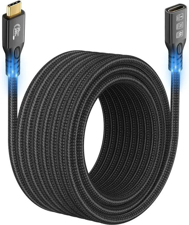 Main image of Long USB C Cable 3.2 Gen-2 240W Charging Extension 3m 10ft Thunderbolt 3 Male to Female Data Transfer 20Gbps 48V/5A Type-C Video 4K Compatible with MacBook M1/M2/M3