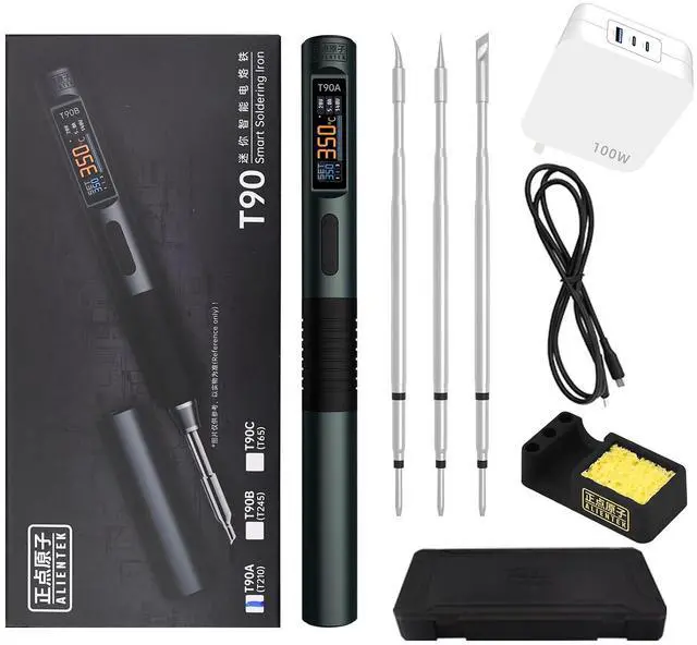 Main image of T90 Smart Soldering Iron 140W PD3.0 QC Fast Heating Digital Soldering Pen with LCD Display, Portable USBC Soldering Tool for Electronics Repair, DIY, PCB Soldering (T90A soldering iron Set)