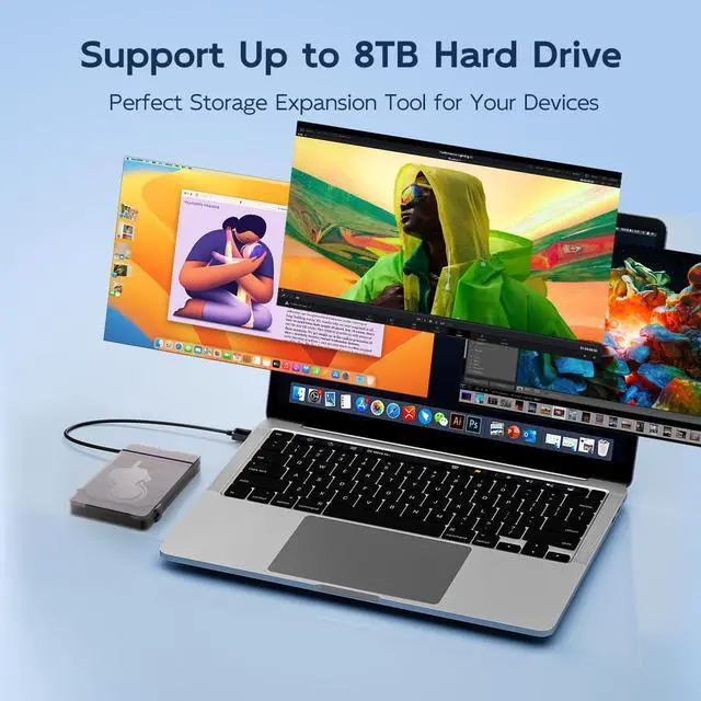 Alt view image 4 of 7 - SATA to USB Cable, 2.5 inch SATA SSD/HDD to USB 3.0 Adapter, External Hard Drive Enclosure Converter Reader Storage Case for 2.5 inch sata I/II/III SSD/HDD, 8TB Capacity (USB-A, Black)
