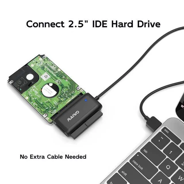 Alt view image 3 of 7 - SATA IDE to USB 3.0 Adapter Cable, Hard Drive Reader Converter for 2.5/3.5 Inch IDE HDD, 2.5/3.5 Inch SATA HDD/SSD, 5.25 Inch DVD/CD Drive, 12V 2A Power Adapter