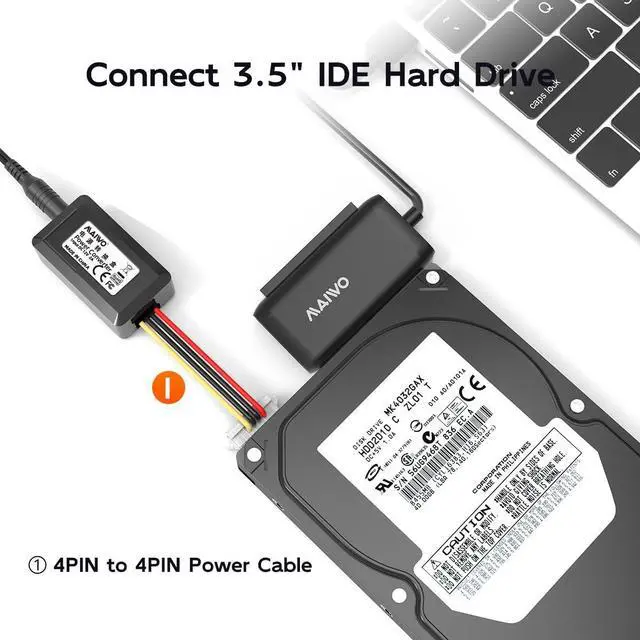 Alt view image 4 of 7 - SATA IDE to USB 3.0 Adapter Cable, Hard Drive Reader Converter for 2.5/3.5 Inch IDE HDD, 2.5/3.5 Inch SATA HDD/SSD, 5.25 Inch DVD/CD Drive, 12V 2A Power Adapter