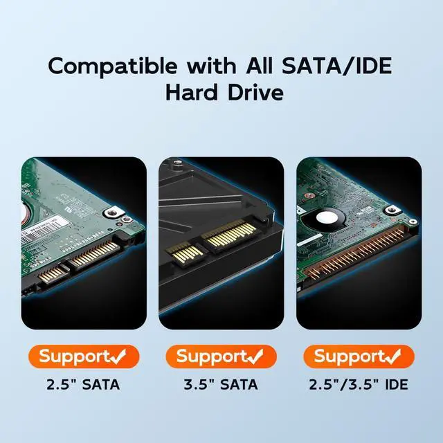 Alt view image 6 of 7 - SATA IDE to USB 3.0 Adapter Cable, Hard Drive Reader Converter for 2.5/3.5 Inch IDE HDD, 2.5/3.5 Inch SATA HDD/SSD, 5.25 Inch DVD/CD Drive, 12V 2A Power Adapter
