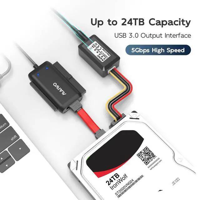 Alt view image 7 of 7 - SATA IDE to USB 3.0 Adapter Cable, Hard Drive Reader Converter for 2.5/3.5 Inch IDE HDD, 2.5/3.5 Inch SATA HDD/SSD, 5.25 Inch DVD/CD Drive, 12V 2A Power Adapter